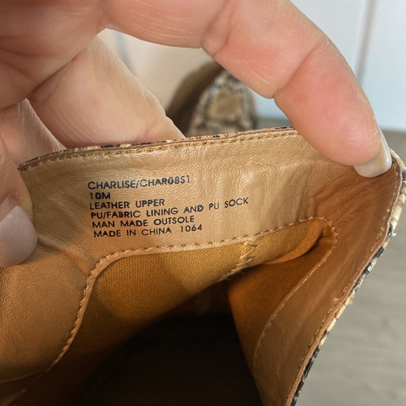 Steve Madden | Women's brown & cream Leather Python Print Ankle Boots - 10 - Picture 3 of 9